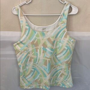 J.Jill HP Fitted Green and Yellow Sleeveless Tank Top